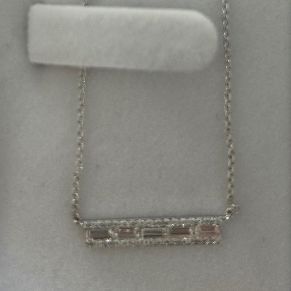 14K White Gold & Sliced Diamond Bar Pendant Necklace